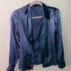 Petite Blue Silk Blouse